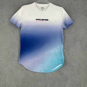 Hollister blue and white crew neck T shirt 100% cotton high low